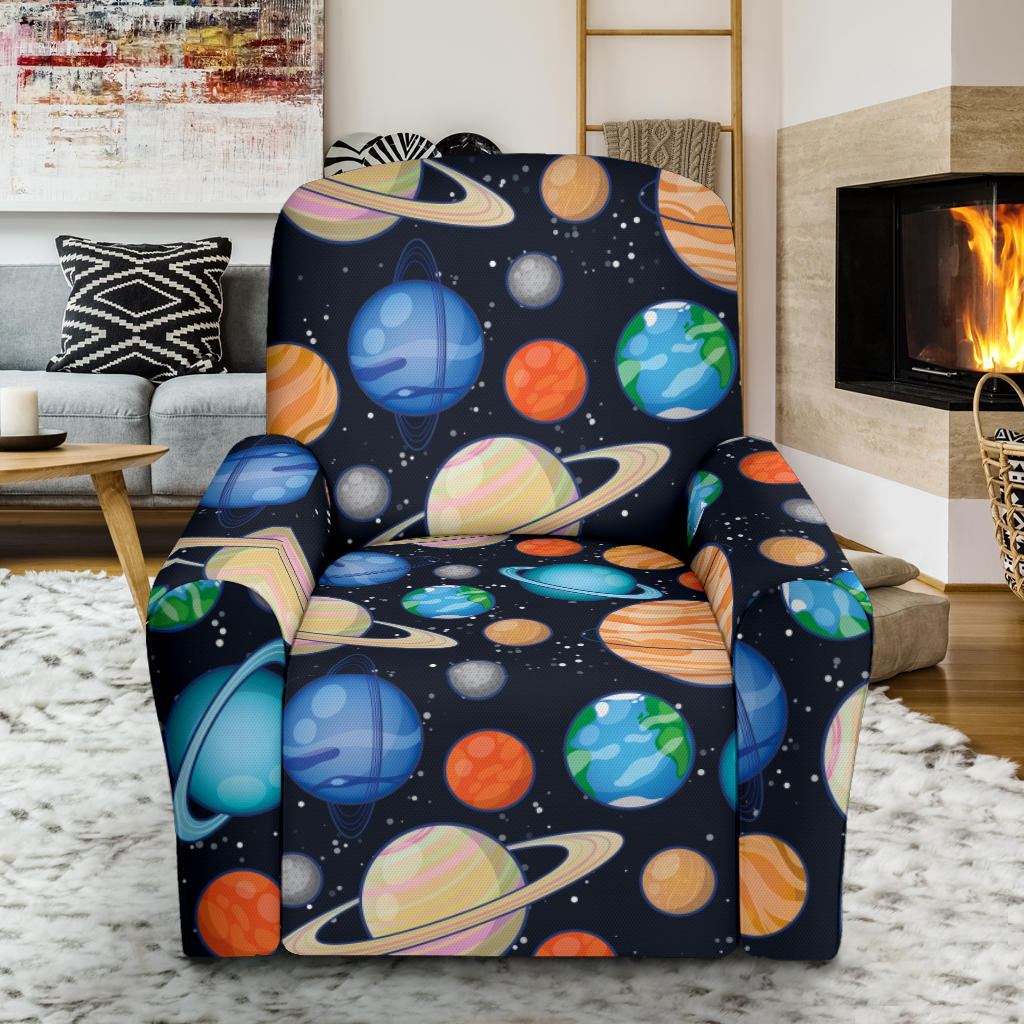 Planet Colorful Print Design LKS301 Recliner Slipcover with Pocket