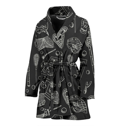 Lacrosse Pattern Print Design 01 Women Bathrobe