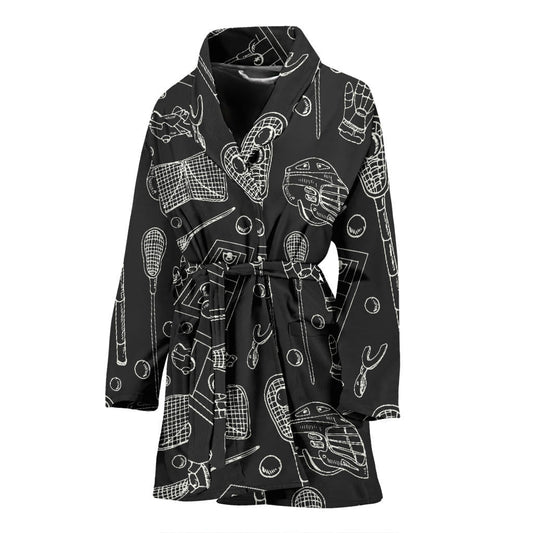 Lacrosse Pattern Print Design 01 Women Bathrobe