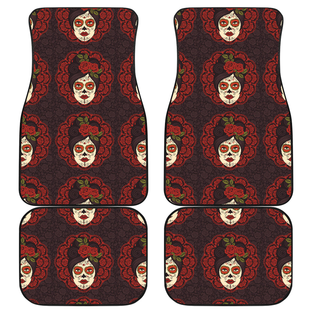Day of the Dead Mexican Girl Car Floor Mats Front Back
