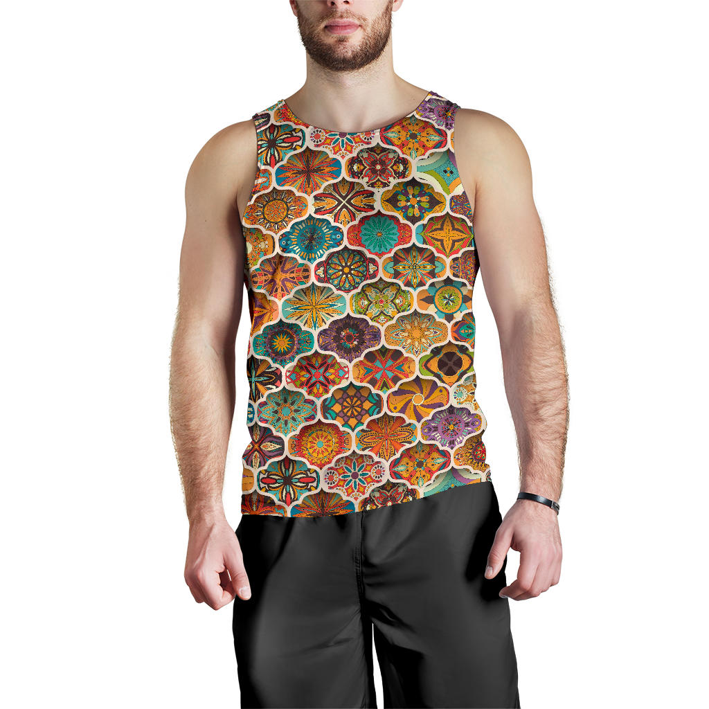 Mandala Mosaic Themed Design Print Men Tank Top