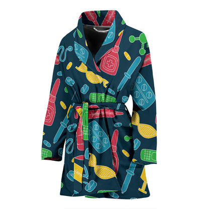 Phlebotomist Pattern Print Design A03 Women Bathrobe