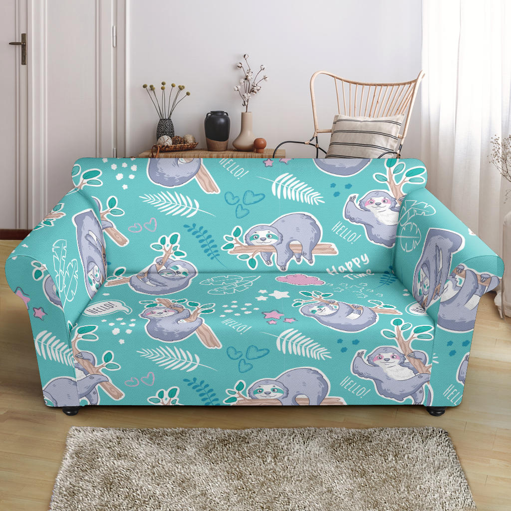 Sloth Print Design LKS309 Loveseat Couch Slipcover
