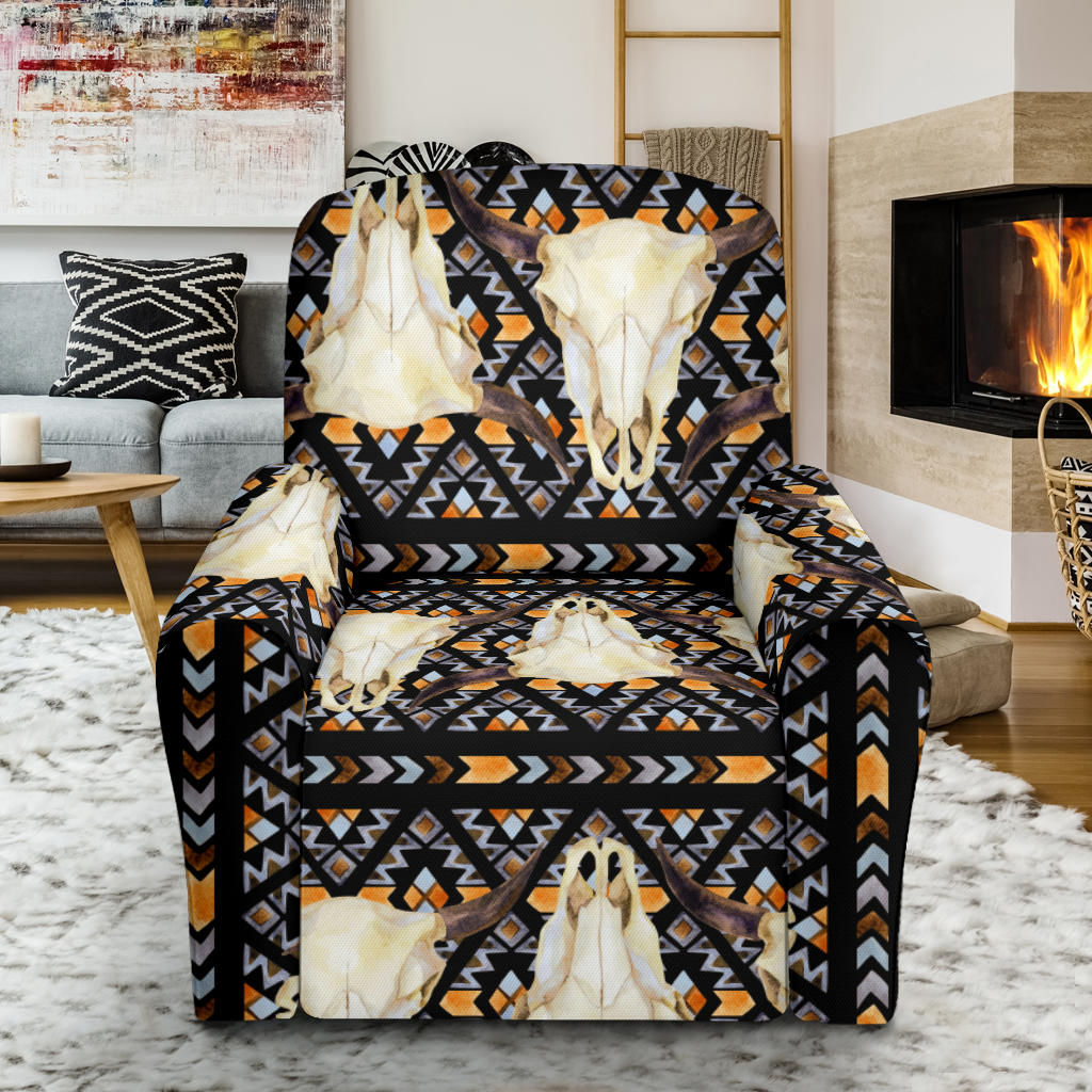 Buffalo Head Pattern Print Design 03 Recliner Slipcover with Pocket