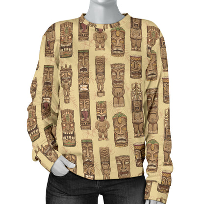 Totem Tiki Style Themed Design Women Long Sleeve Sweatshirt