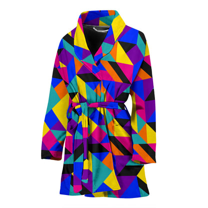 90s Colorful Pattern Print Design 1 Women Bathrobe