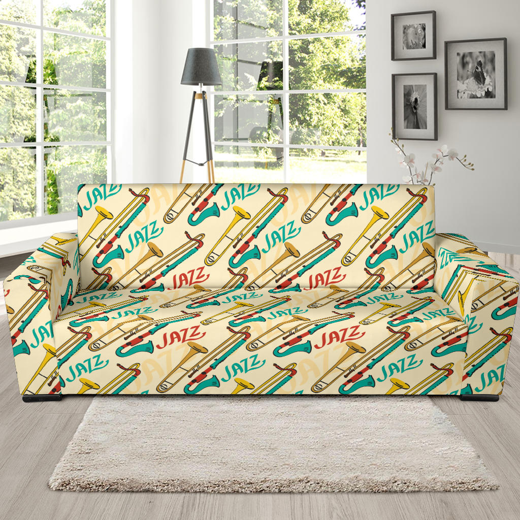 Trombone Pattern Print Design 03 Sofa Slipcover