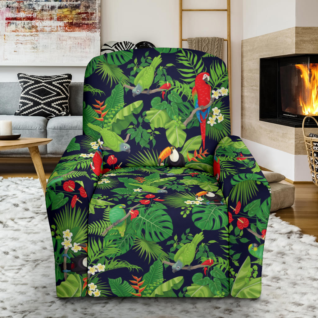 Rainforest Parrot Pattern Print Design A03 Recliner Slipcover with Pocket