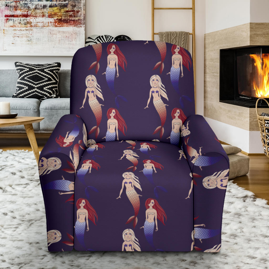 Mermaid Pattern Print Design 02 Recliner Slipcover with Pocket