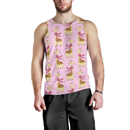Giraffe Cute Pink Polka Dot Print Men Tank Top