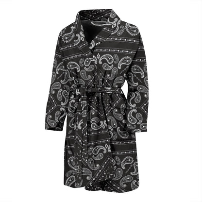 Bandana Black White Print Design LKS302 Men Bathrobe