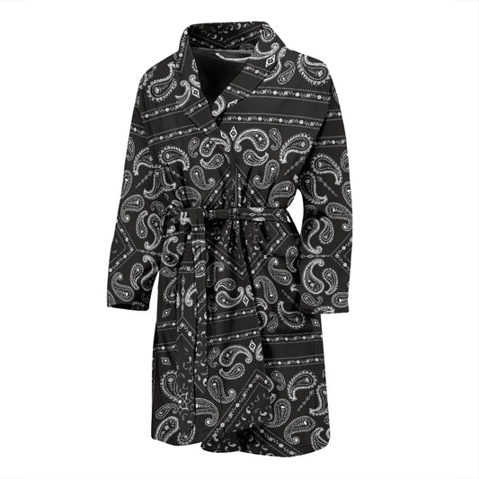 Bandana Black White Print Design LKS302 Men Bathrobe