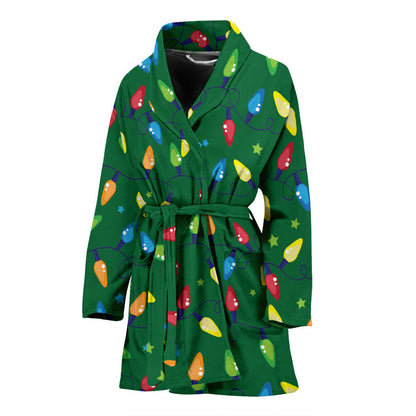 Christmas Light Pattern Print Design 02 Women Bathrobe
