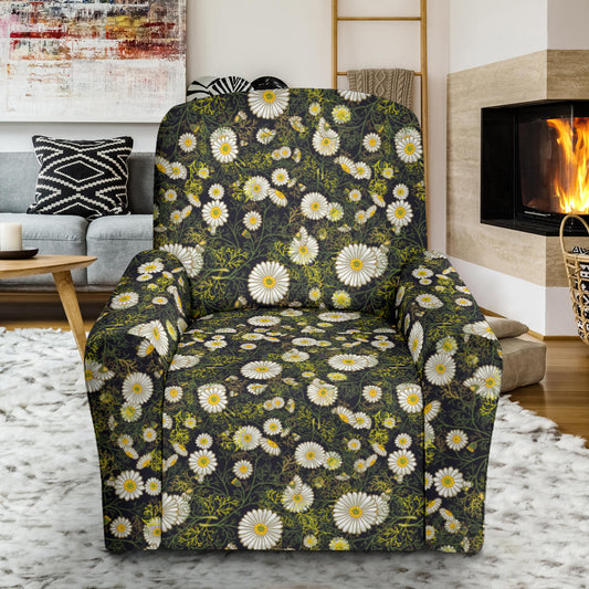 Daisy Pattern Print Design 03 Recliner Slipcover with Pocket