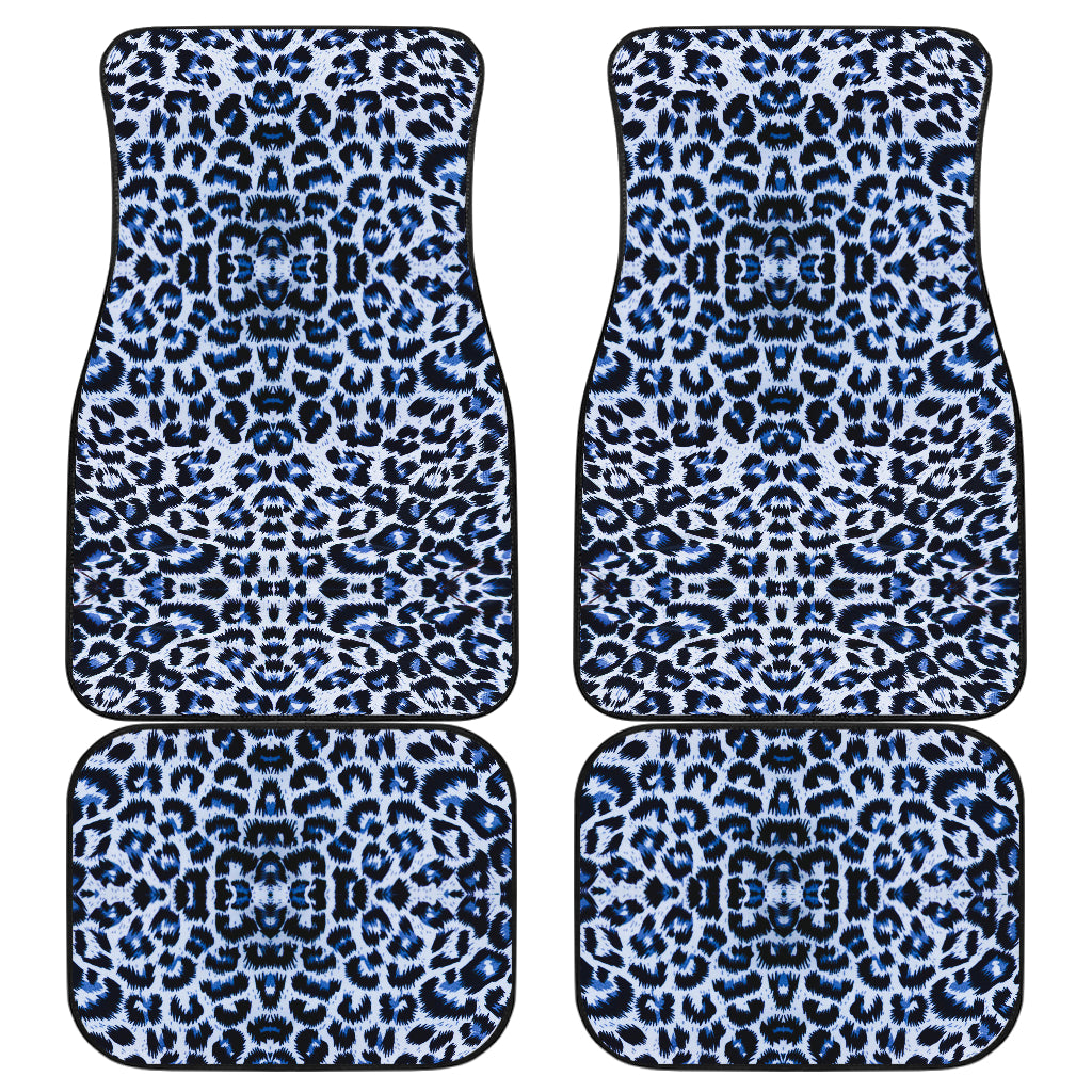 Leopard Blue Skin Print Car Floor Mats Front Back