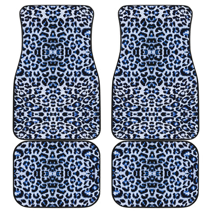 Leopard Blue Skin Print Car Floor Mats Front Back