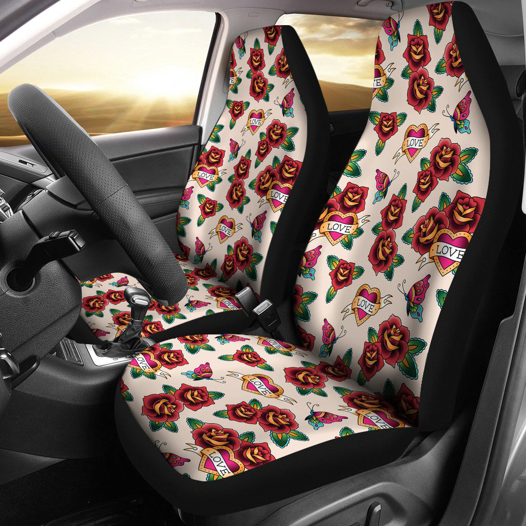 Tattoo Rose Print Design LKS302 Car Seat Covers