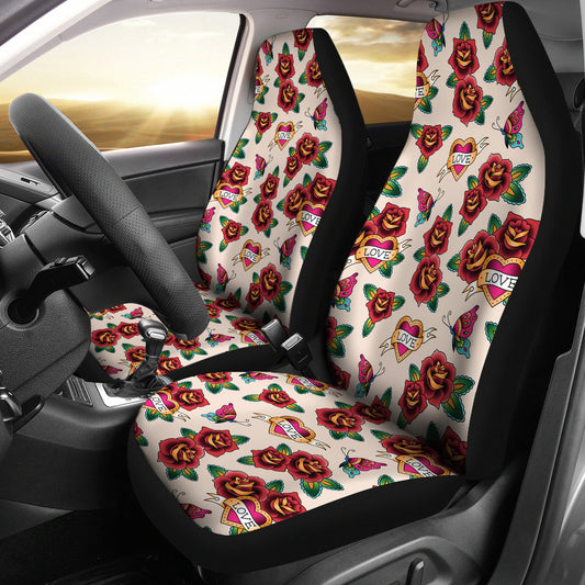 Tattoo Rose Print Design LKS302 Car Seat Covers