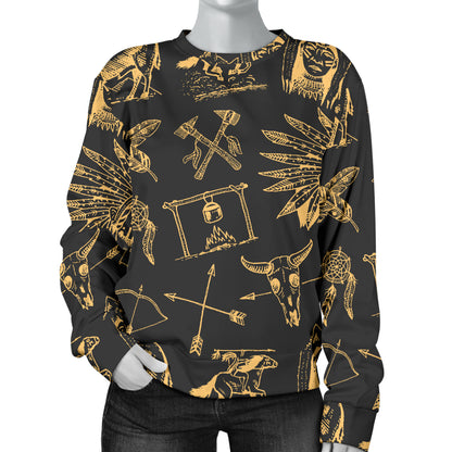 American indian Gold Style Women Long Sleeve Sweatshirt