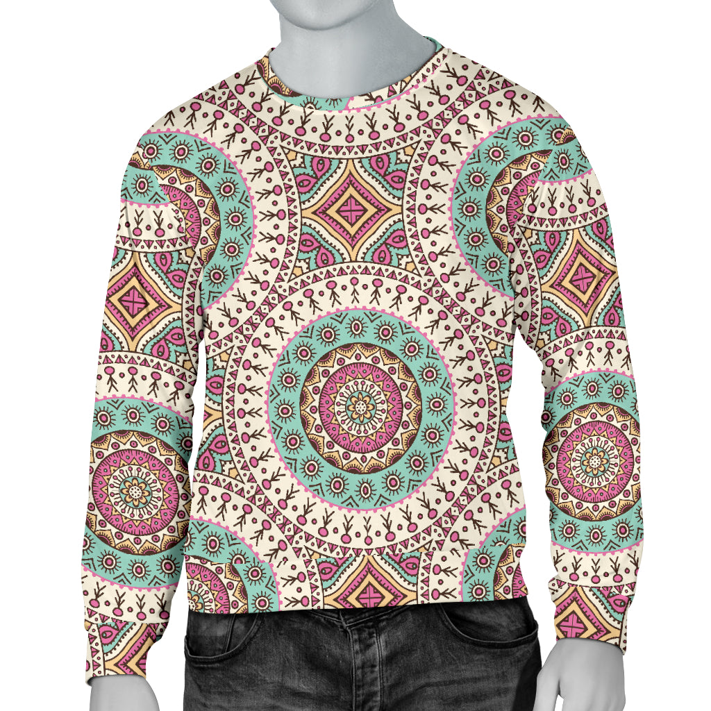 Bohemian Round Style Print Men Long Sleeve Sweatshirt