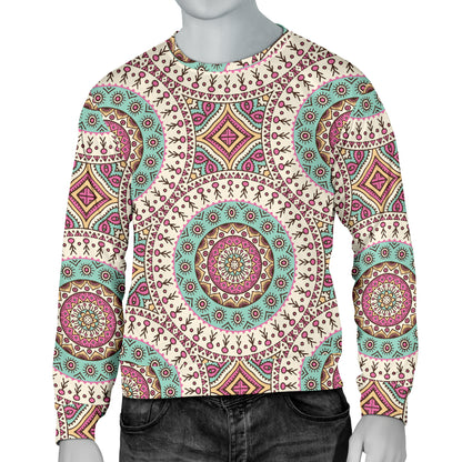 Bohemian Round Style Print Men Long Sleeve Sweatshirt