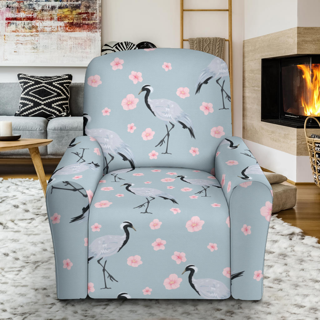 Sakura Bird Print Design LKS304 Recliner Slipcover with Pocket