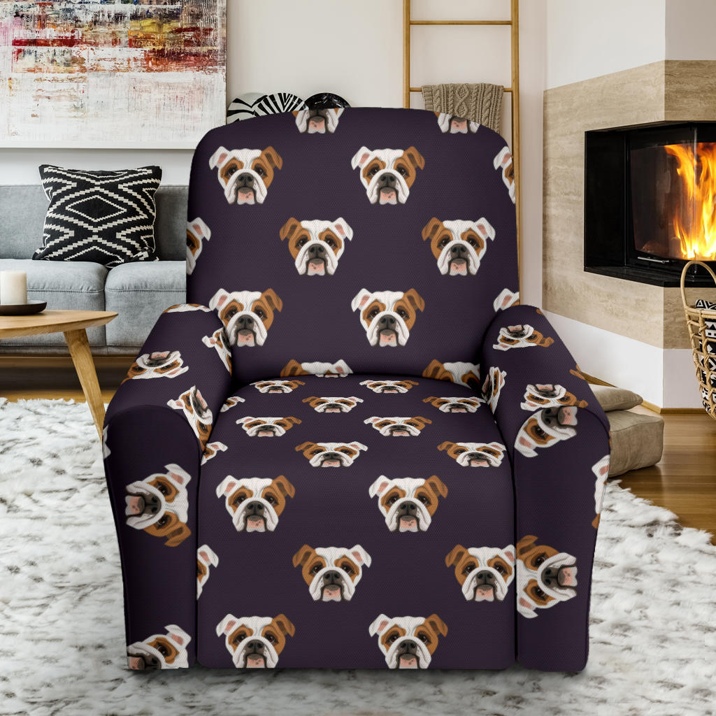 Bulldogs Pattern Print Design 03 Recliner Slipcover with Pocket