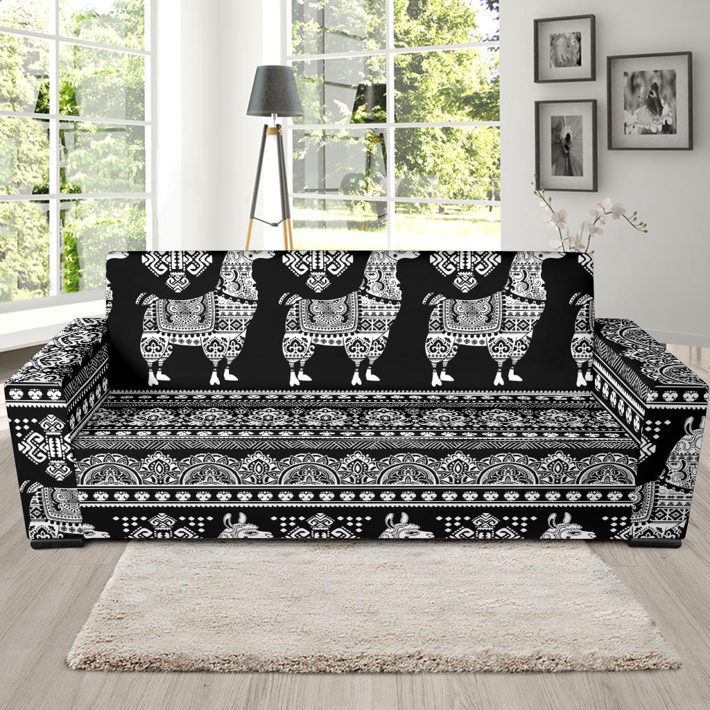 Llama Aztec Style Pattern Print Design 01 Sofa Slipcover