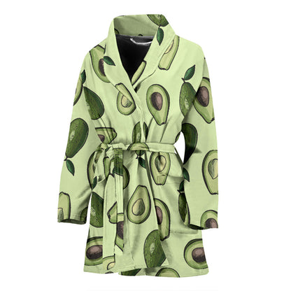 Avocado Pattern Print Design 02 Women Bathrobe