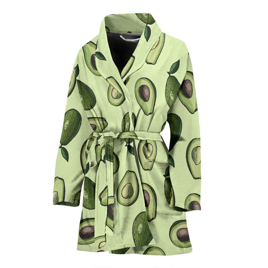 Avocado Pattern Print Design 02 Women Bathrobe