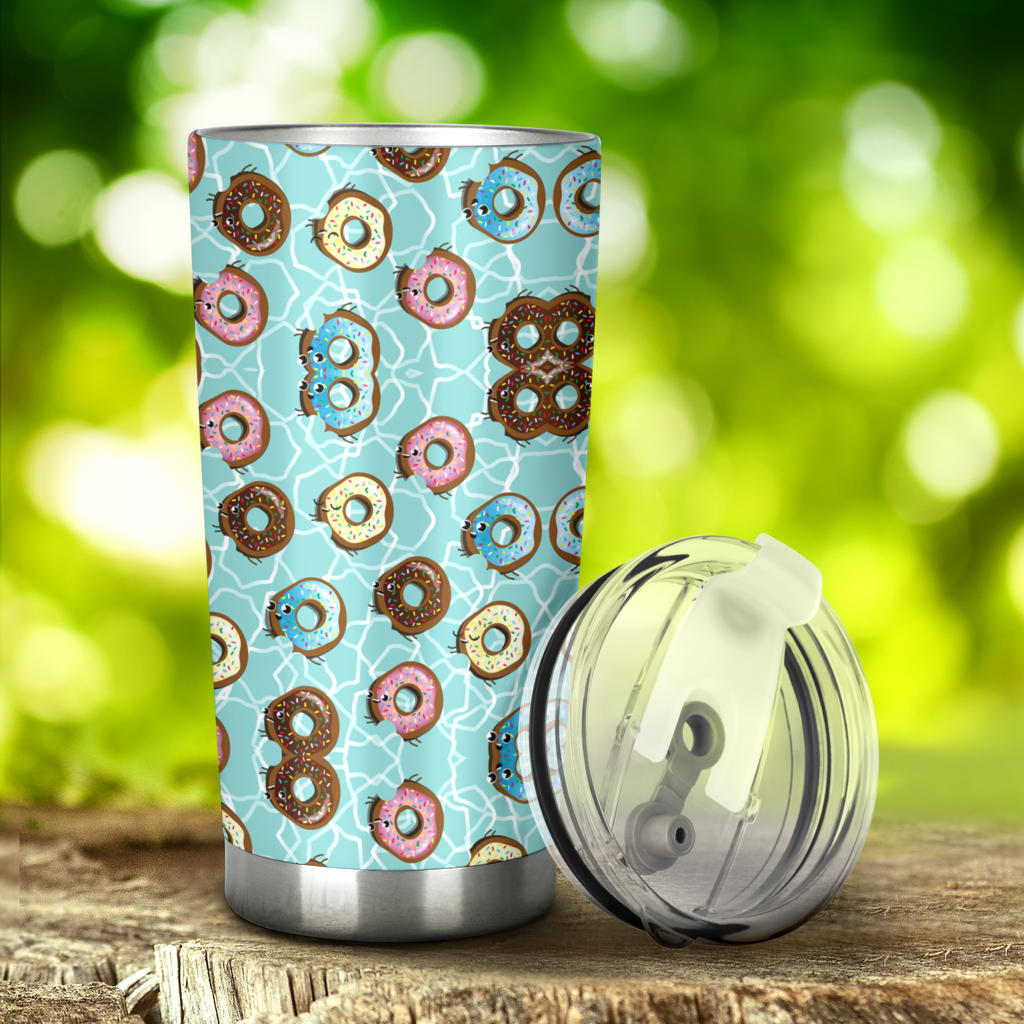 Emoji Donut Print Pattern Tumbler