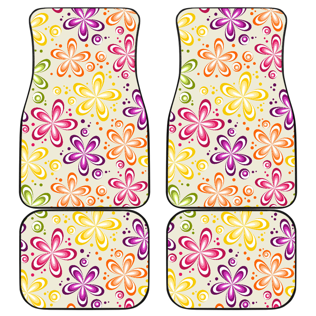 Flower Power Colorful Design Print Car Floor Mats Front Back