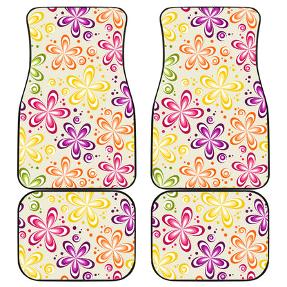 Flower Power Colorful Design Print Car Floor Mats Front Back