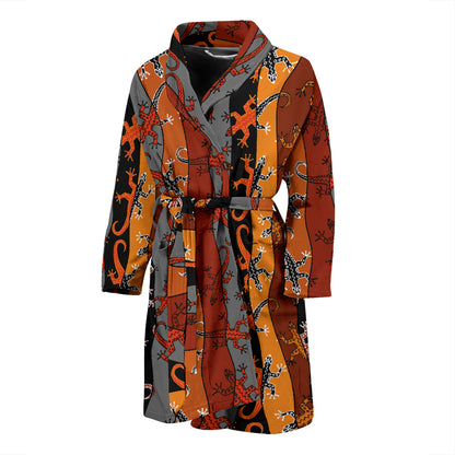 lizard Print Design LKS403 Men Bathrobe