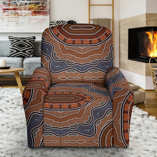 Aboriginal Pattern Print Design 01 Recliner Slipcover with Pocket