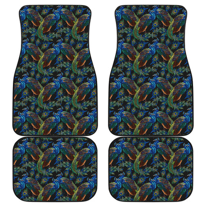 Peacock Themed Design Print Car Floor Mats Front Back