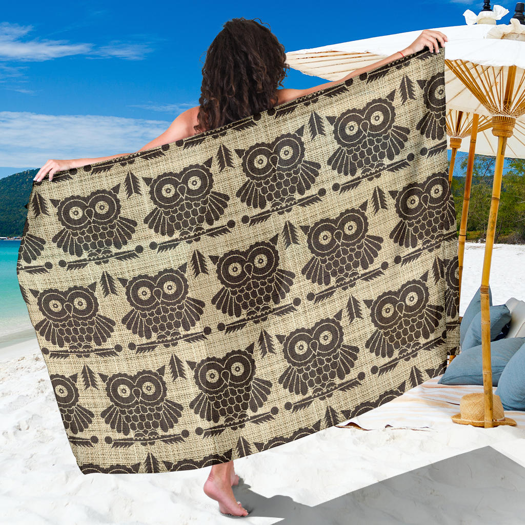 Owl Pattern Print Design A01 Sarong Pareo Wrap