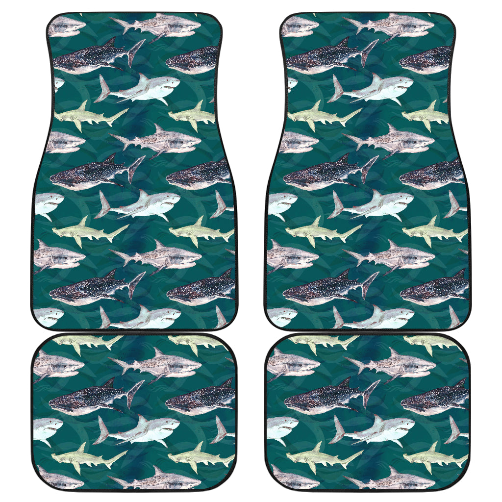 Shark Style Print Car Floor Mats Front Back