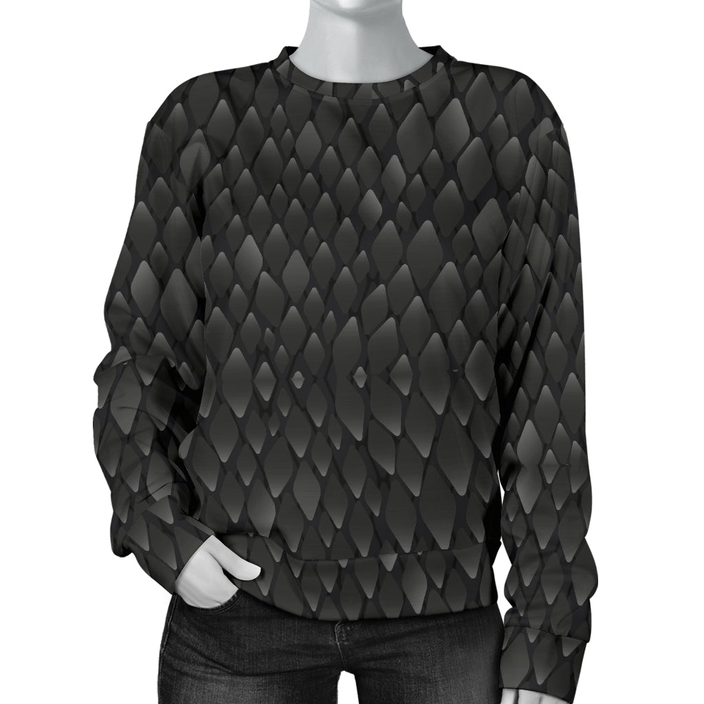 Snake Skin Black Print Women Long Sleeve Sweatshirt