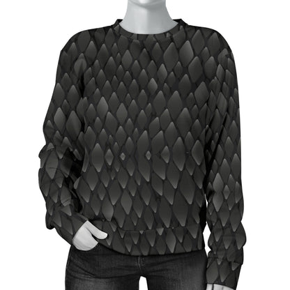Snake Skin Black Print Women Long Sleeve Sweatshirt