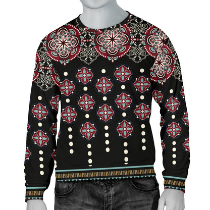 Ethnic Dot Style Print Pattern Men Long Sleeve Sweatshirt