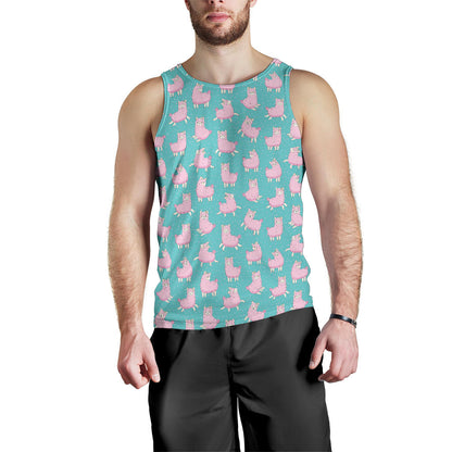 Alpaca Cartoon Design Themed Print Men Tank Top