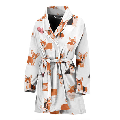 Cardigan Welsh Corgis Pattern Print Design 02 Women Bathrobe