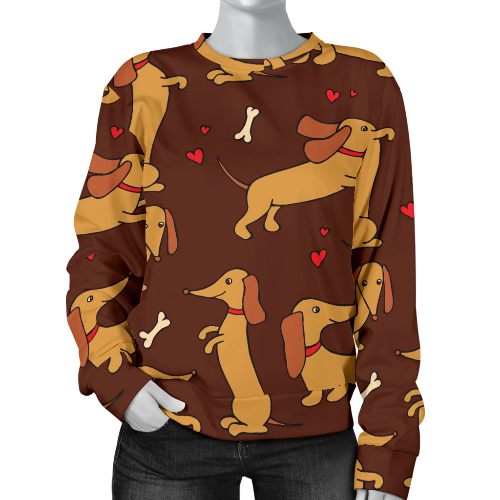 Dachshund Happy Print Pattern Women Long Sleeve Sweatshirt