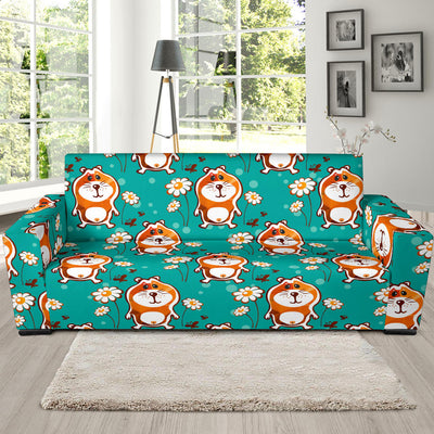 Hamster Pattern Print Design 01 Sofa Slipcover