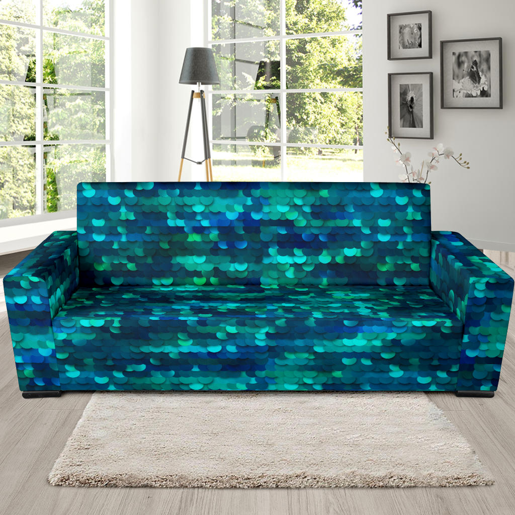 Mermaid Scales Pattern Print Design 06 Sofa Slipcover