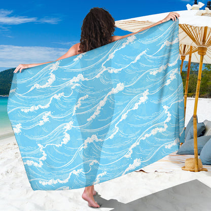 Ocean Wave Pattern Print Design A01 Sarong Pareo Wrap