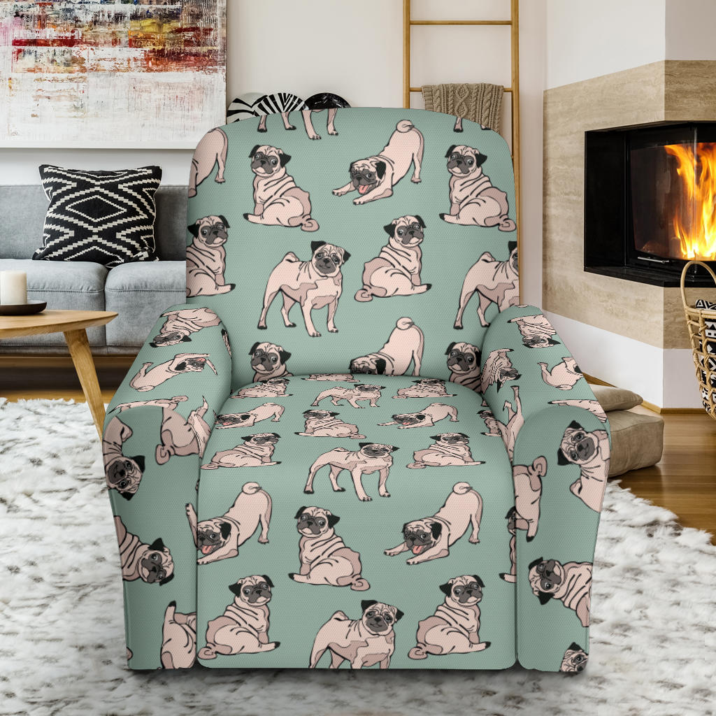 Pug Pattern Print Design A01 Recliner Slipcover with Pocket