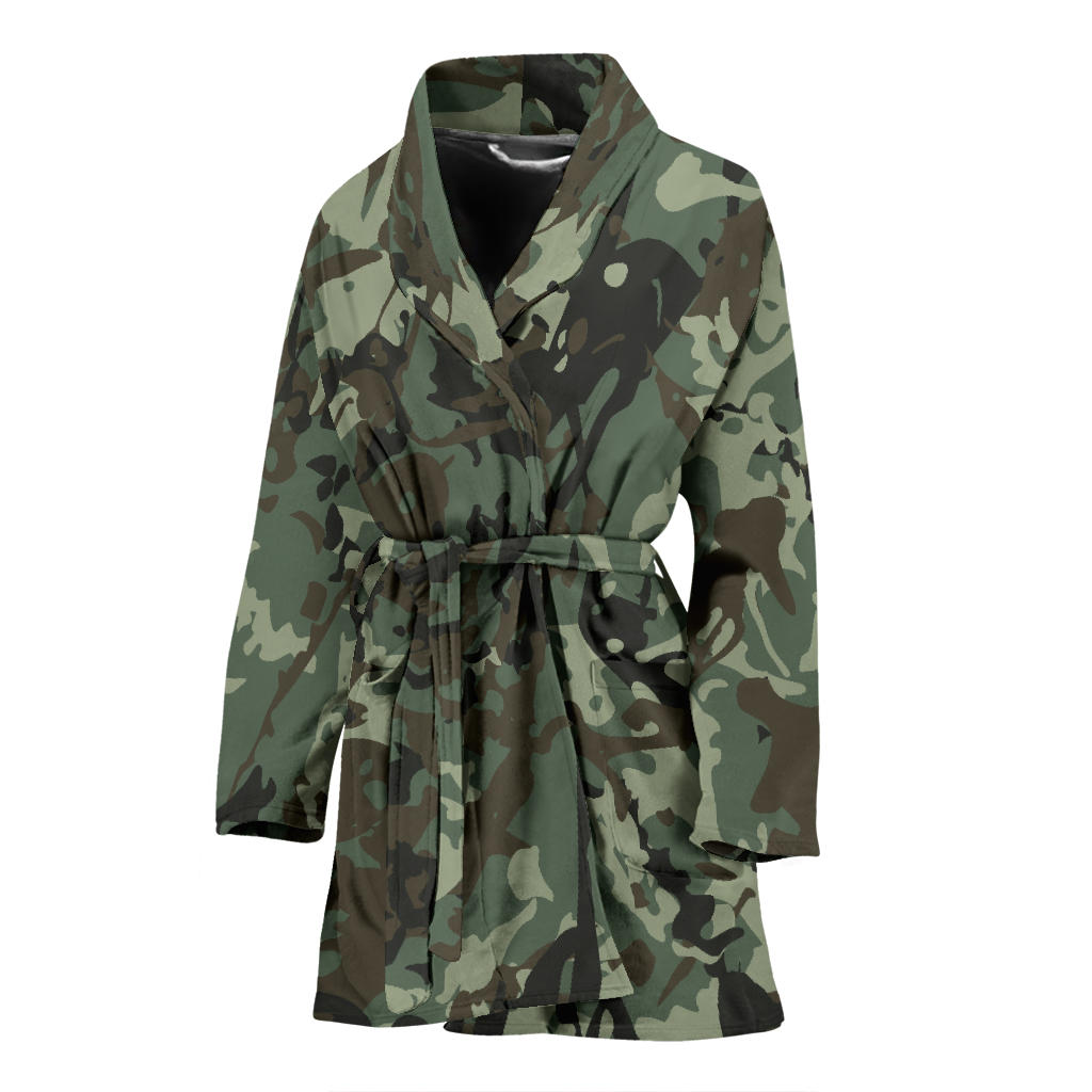 Camouflage Pattern Print Design 06 Women Bathrobe