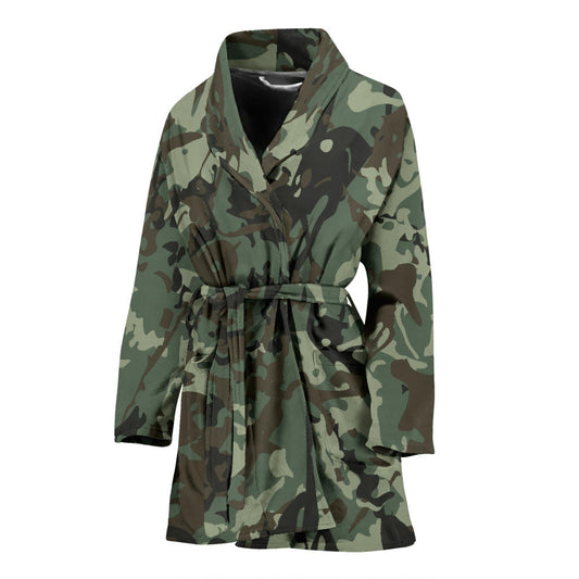 Camouflage Pattern Print Design 06 Women Bathrobe